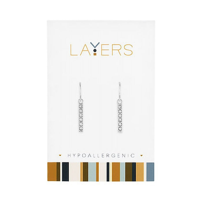 Center Court : Silver CZ Bar Dangle Layers Earrings - Center Court : Silver CZ Bar Dangle Layers Earrings