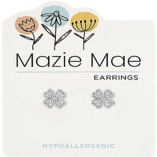 Center Court : Silver CZ Clover Stud Mazie Mae Earring - Center Court : Silver CZ Clover Stud Mazie Mae Earring