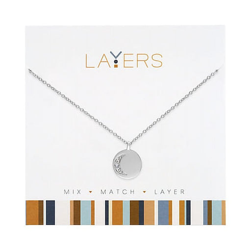 Center Court : Silver CZ Cresent Moon Layers Necklace - Center Court : Silver CZ Cresent Moon Layers Necklace