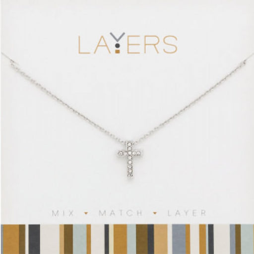 Center Court : Silver CZ Cross Layers Necklace - Center Court : Silver CZ Cross Layers Necklace