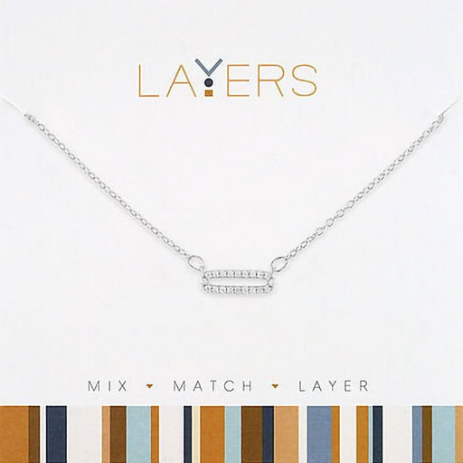 Center Court : Silver CZ Single Link Layers Necklace - Center Court : Silver CZ Single Link Layers Necklace
