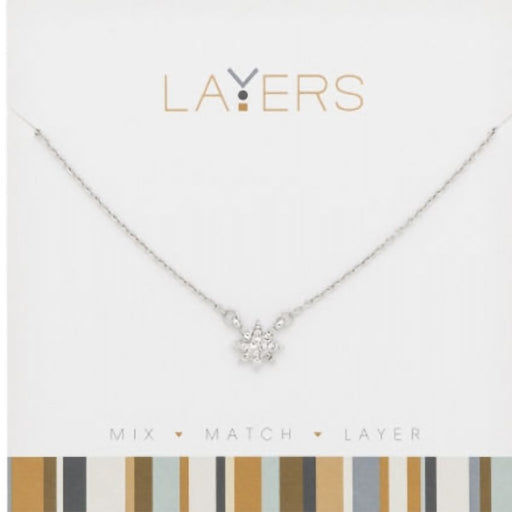 Center Court : Silver CZ Starburst Layers Necklace - Center Court : Silver CZ Starburst Layers Necklace