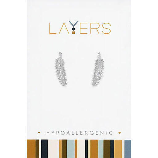 Center Court : Silver Feather Stud Layers Earrings - Center Court : Silver Feather Stud Layers Earrings