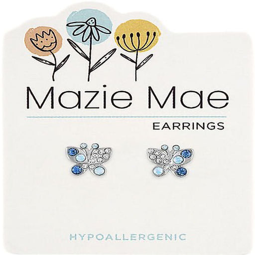 Center Court : Silver Opal & Aquamarine Butterfly Stud Mazie Mae Earring - Center Court : Silver Opal & Aquamarine Butterfly Stud Mazie Mae Earring