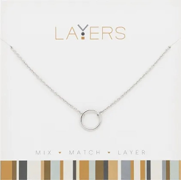 Center Court : Silver Open Circle Layers Necklace - Center Court : Silver Open Circle Layers Necklace