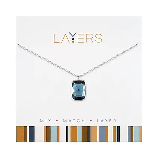 Center Court : Silver Rectangle Indian Sapphire Layers Necklace - Center Court : Silver Rectangle Indian Sapphire Layers Necklace