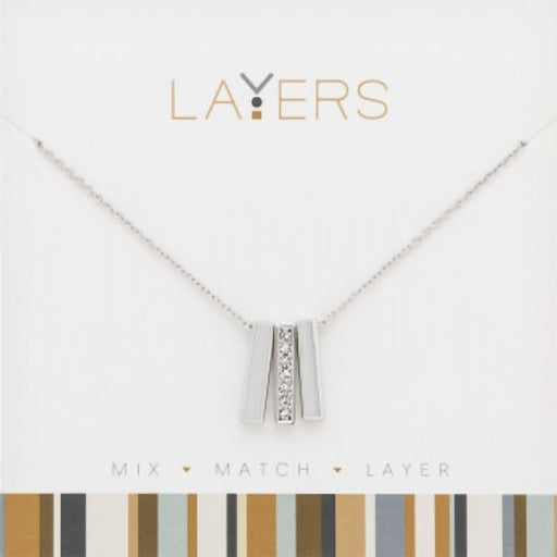 Center Court : Silver Trio Bar Layers Necklace - Center Court : Silver Trio Bar Layers Necklace