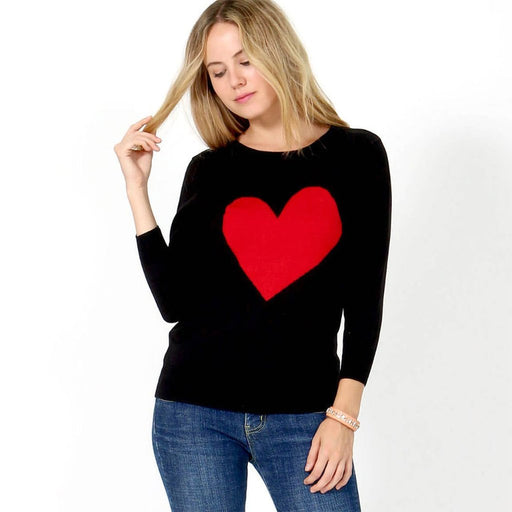 Chara : Sweet Cute Heart Valentine Pullover Sweater in Black/Red - Assorted By Size - Chara : Sweet Cute Heart Valentine Pullover Sweater in Black/Red - Assorted By Size