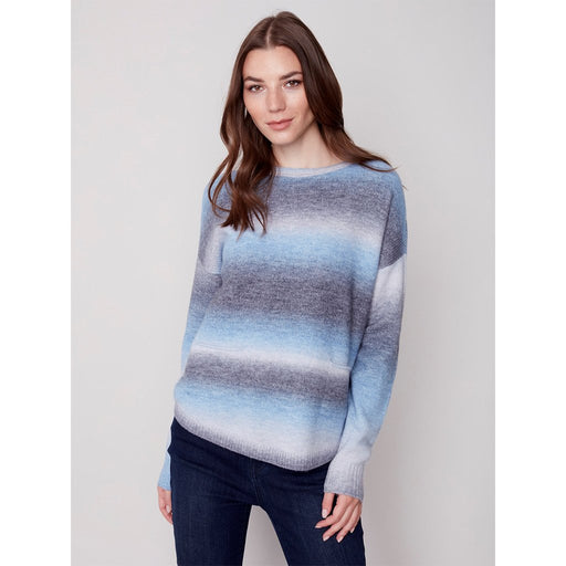 Charlie B : Ombré Sweater with Removable Scarf - Denim - Charlie B : Ombré Sweater with Removable Scarf - Denim