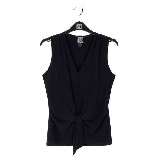 Clara Sunwoo : Sleeveless V-Neck Center Front Tie Top in Black - Assorted by size - Clara Sunwoo : Sleeveless V-Neck Center Front Tie Top in Black - Assorted by size