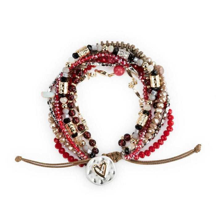 DEMDACO : Beaded Love Bracelet - Garnet - Jewelry -
