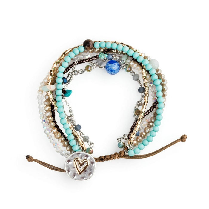 DEMDACO : Beaded Love Bracelet - Turquoise - Jewelry -
