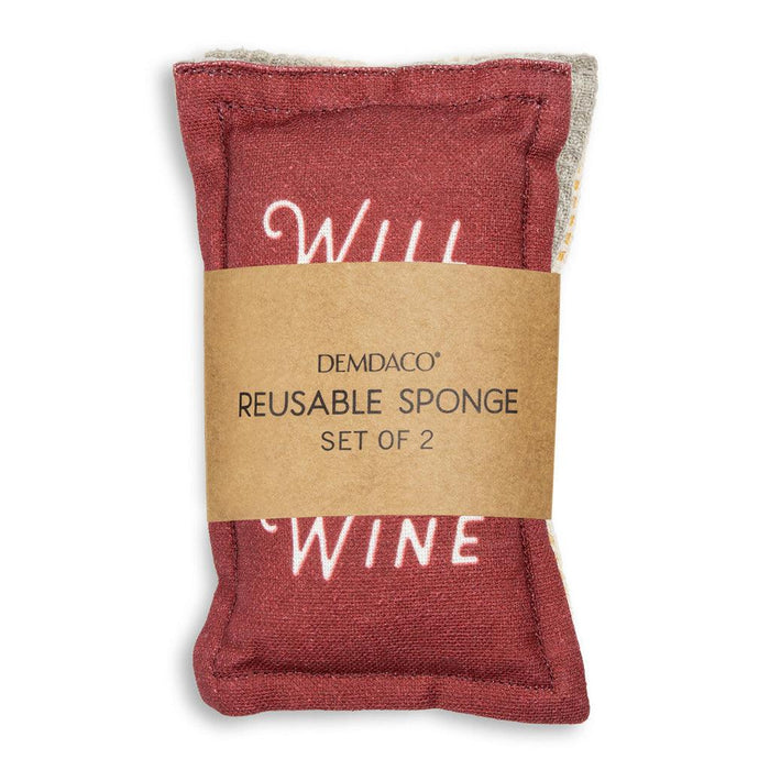 DEMDACO : Clean for Wine Kitchen Sponge - Set of 2 -