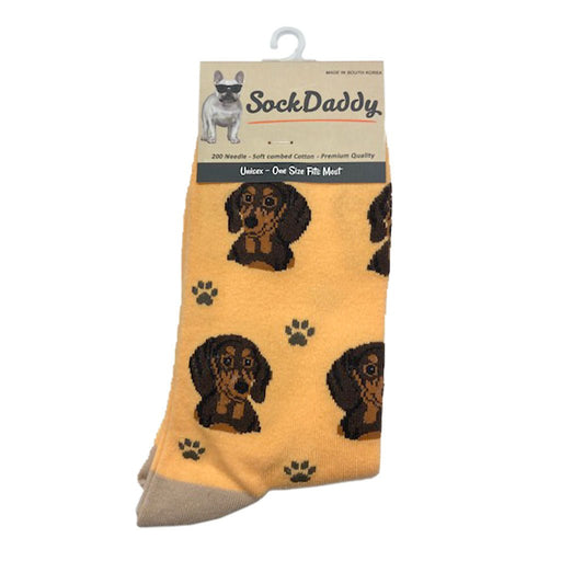 Dog Breed Crew Socks - Black Dachshund -
