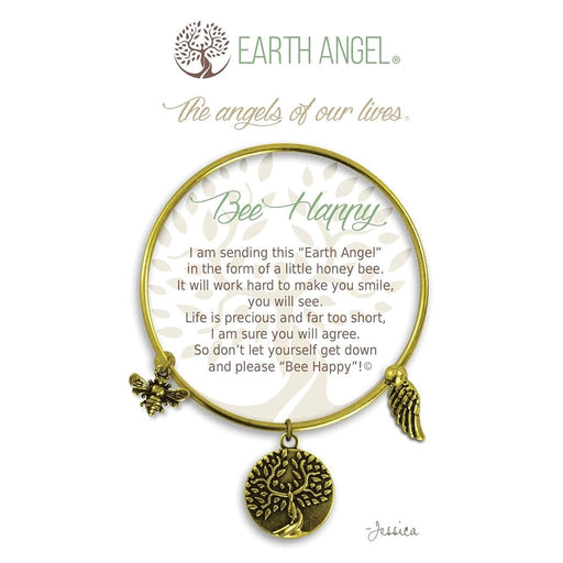 Earth Angel : Bee Happy Charm Bracelet in Brass - Earth Angel : Bee Happy Charm Bracelet in Brass