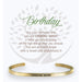 Earth Angel : Birthday Cuff Bracelet in Gold -
