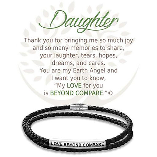 Earth Angel : Daughter Black Leather Bracelet -
