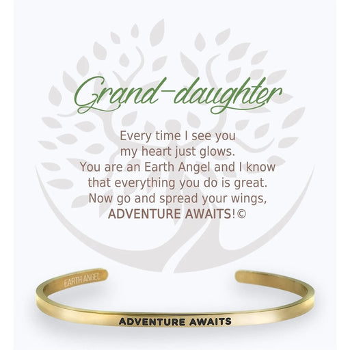 Earth Angel : Granddaughter Cuff Bracelet in Gold - Earth Angel : Granddaughter Cuff Bracelet in Gold