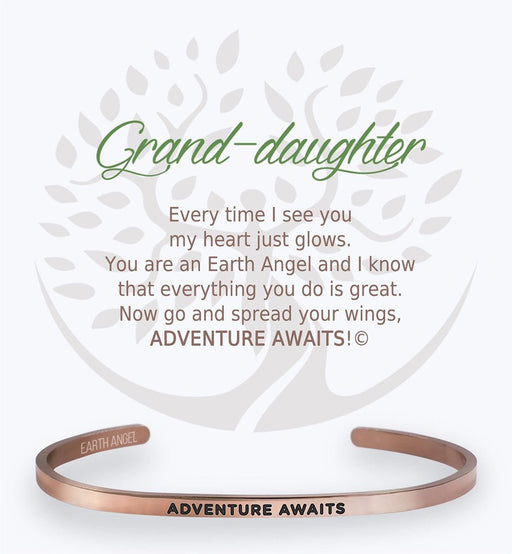 Earth Angel : Granddaughter Cuff Bracelet- Rose Gold - Earth Angel : Granddaughter Cuff Bracelet- Rose Gold