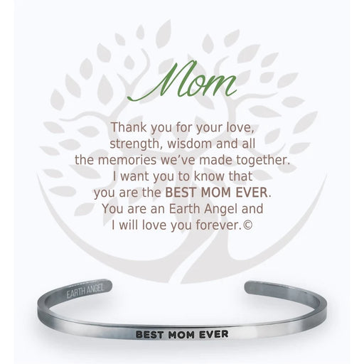 Earth Angel : Mom Cuff Bracelet in Silver - Earth Angel : Mom Cuff Bracelet in Silver