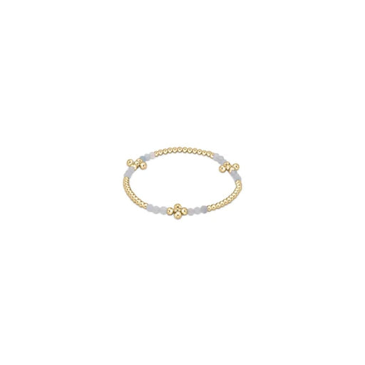 Enewton Designer : Signature Cross Gold Bliss Pattern 2.5mm Bead Bracelet in Aquamarine -