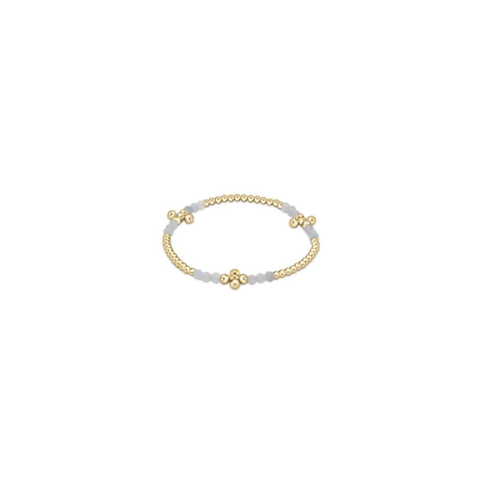 Enewton Designer : Signature Cross Gold Bliss Pattern 2.5mm Bead Bracelet in Aquamarine -