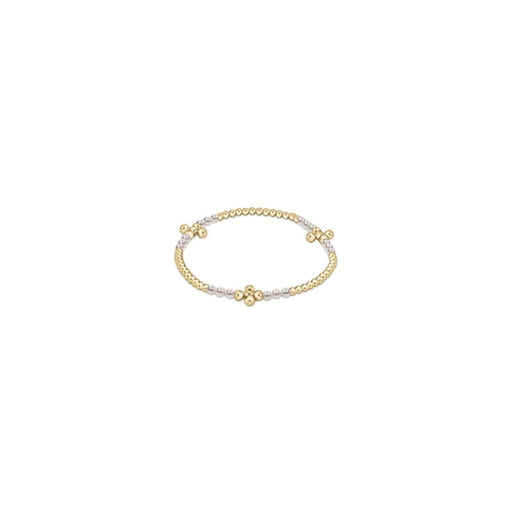 Enewton Designer : Signature Cross Gold Bliss Pattern 2.5mm Bead Bracelet in Pearl -