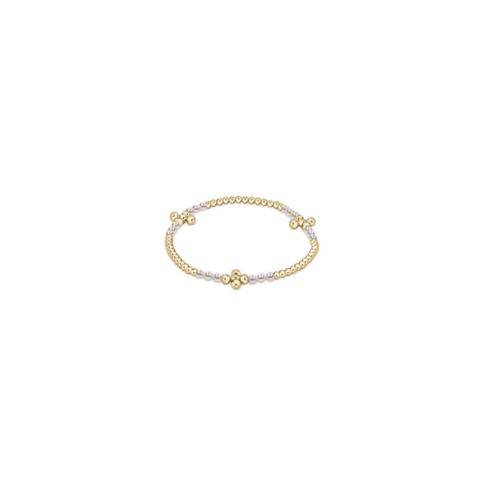 Enewton Designer : Signature Cross Gold Bliss Pattern 2.5mm Bead Bracelet in Pearl -
