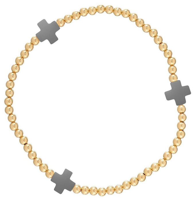 enewton : Signature Cross Bracelet Gold Charcoal -
