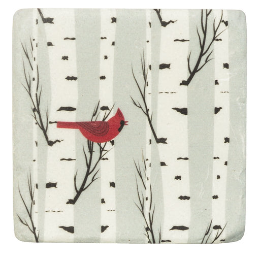 Ganz : Cardinal in Birch Tree Coaster Set Of 4 - Ganz : Cardinal in Birch Tree Coaster Set Of 4