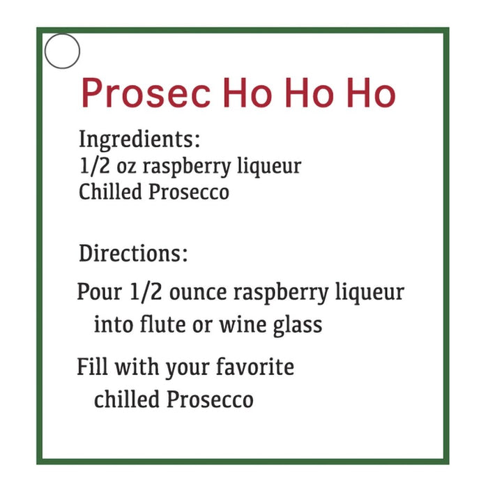 Ganz : Ornament - Prosec Ho Ho Ho Wine Glass - Ganz : Ornament - Prosec Ho Ho Ho Wine Glass