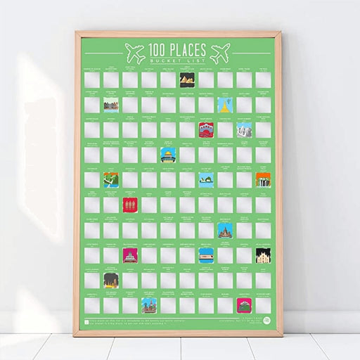 Gift Republic : 100 Places Scratch Off Bucket List Poster, Green -