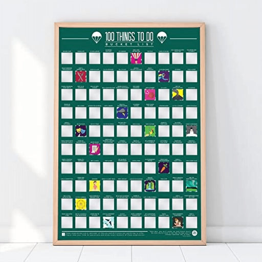 Gift Republic : 100 Things To Do Bucket List Scratch Poster, Green -