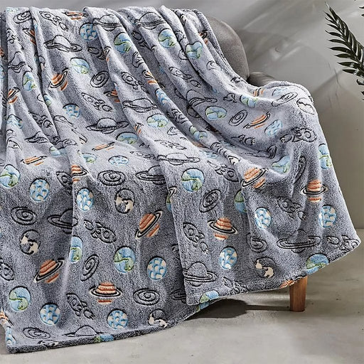 Glow In The Dark Throw Blanket - Outer Space - Glow In The Dark Throw Blanket - Outer Space