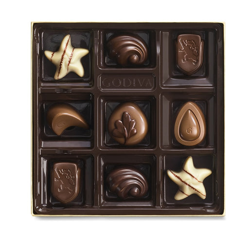 GODIVA : Assorted Chocolate Gold Gift Box, Red Ribbon, 9 pc. - GODIVA : Assorted Chocolate Gold Gift Box, Red Ribbon, 9 pc.