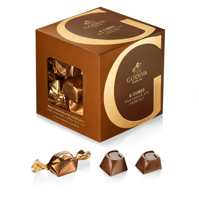 GODIVA : Milk Chocolate Hazelnut G Cube Box,, 10 pcs. -