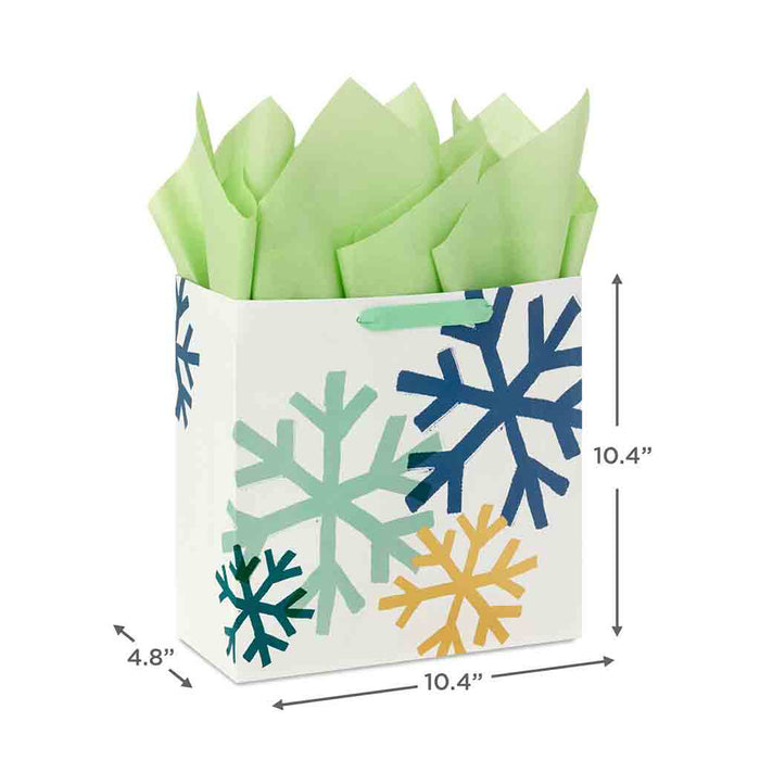 Hallmark : 10.4" Snowflakes on White Large Square Christmas Gift Bag With Tissue Paper - Hallmark : 10.4" Snowflakes on White Large Square Christmas Gift Bag With Tissue Paper