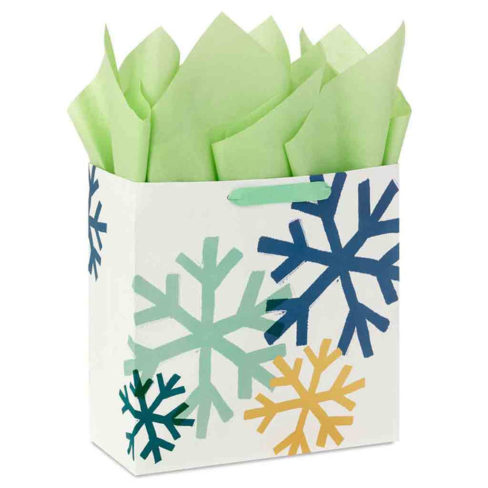 Hallmark : 10.4" Snowflakes on White Large Square Christmas Gift Bag With Tissue Paper - Hallmark : 10.4" Snowflakes on White Large Square Christmas Gift Bag With Tissue Paper