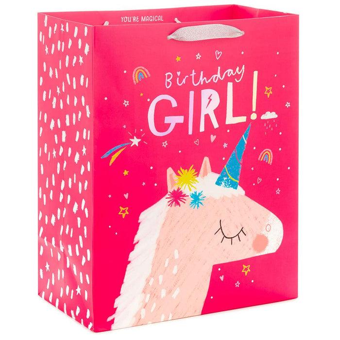 Hallmark : 13" Birthday Girl Unicorn on Pink Large Gift Bag -