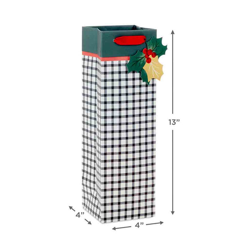 Hallmark : 13" Black and White Check Holiday Wine Gift Bag - Hallmark : 13" Black and White Check Holiday Wine Gift Bag