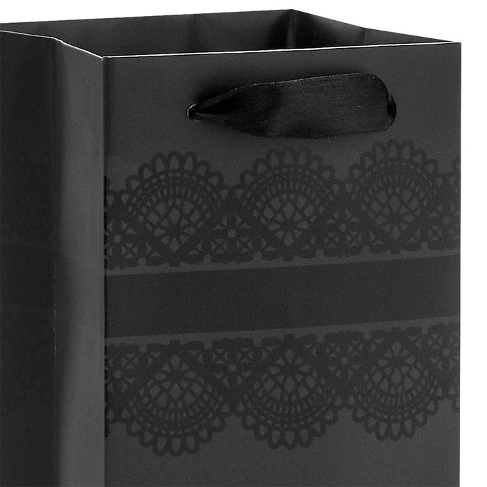 Hallmark : 13" Black Lace Wine Gift Bag - Hallmark : 13" Black Lace Wine Gift Bag