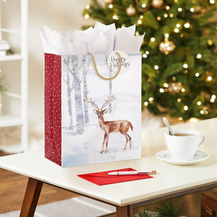 Hallmark : 13" Deer Among Birch Trees Large Holiday Gift Bag - Hallmark : 13" Deer Among Birch Trees Large Holiday Gift Bag - Annies Hallmark and Gretchens Hallmark, Sister Stores