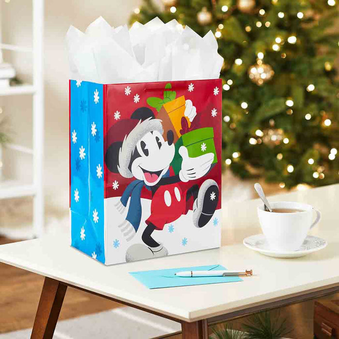 Hallmark : 13" Disney Mickey Mouse in Santa Hat Large Christmas Gift Bag - Hallmark : 13" Disney Mickey Mouse in Santa Hat Large Christmas Gift Bag