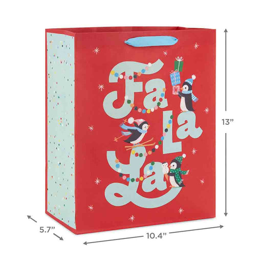 Hallmark : 13" Fa La La With Penguins Large Christmas Gift Bag - Hallmark : 13" Fa La La With Penguins Large Christmas Gift Bag