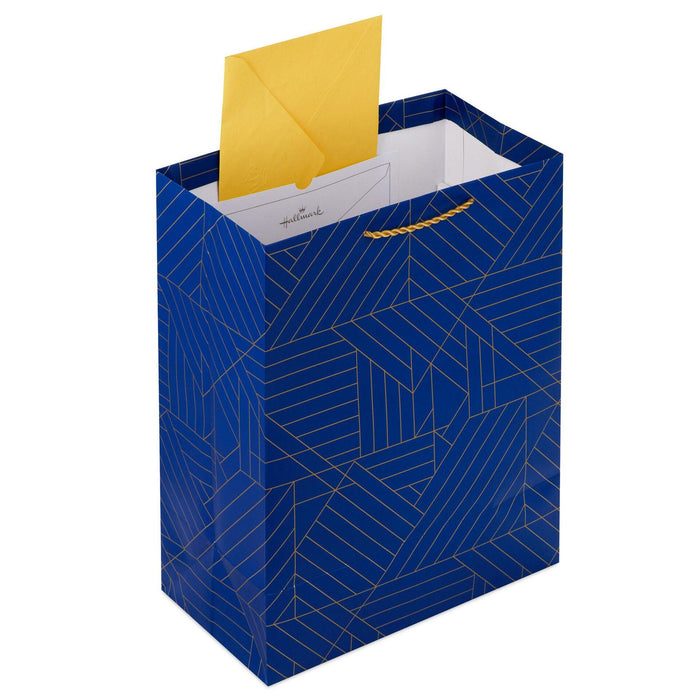 Hallmark : 13" Gold Geometric on Navy Blue Large Gift Bag -