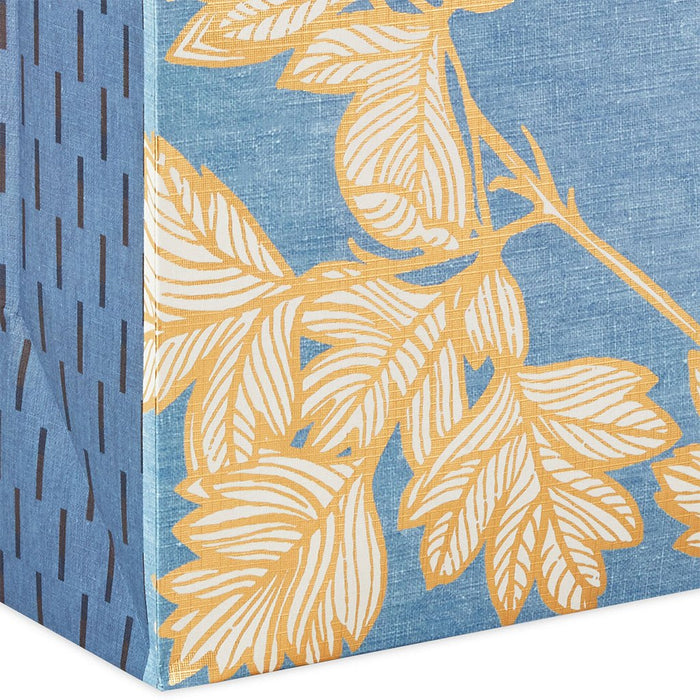 Hallmark : 13" Gold Leaves on Chambray Blue Large Gift Bag - Hallmark : 13" Gold Leaves on Chambray Blue Large Gift Bag
