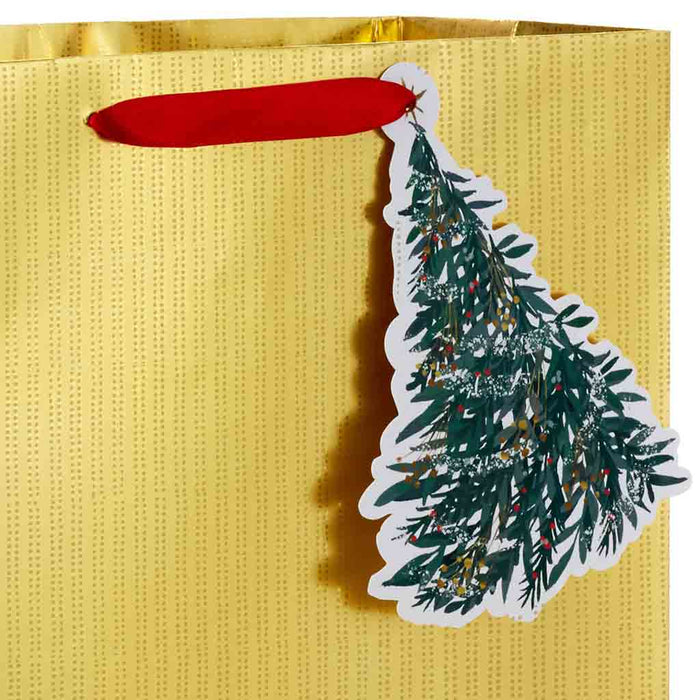 Hallmark : 13" Gold Stripes on Gold Metallic Large Christmas Gift Bag - Hallmark : 13" Gold Stripes on Gold Metallic Large Christmas Gift Bag