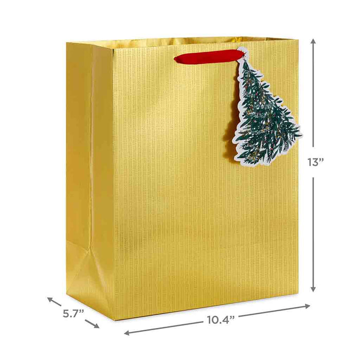 Hallmark : 13" Gold Stripes on Gold Metallic Large Christmas Gift Bag - Hallmark : 13" Gold Stripes on Gold Metallic Large Christmas Gift Bag