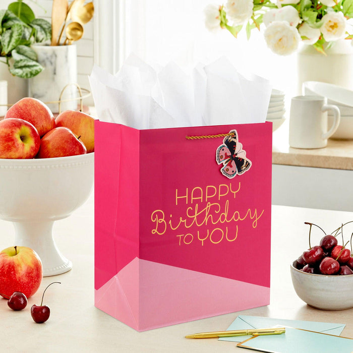 Hallmark : 13" Happy Birthday on Pink Large Gift Bag -