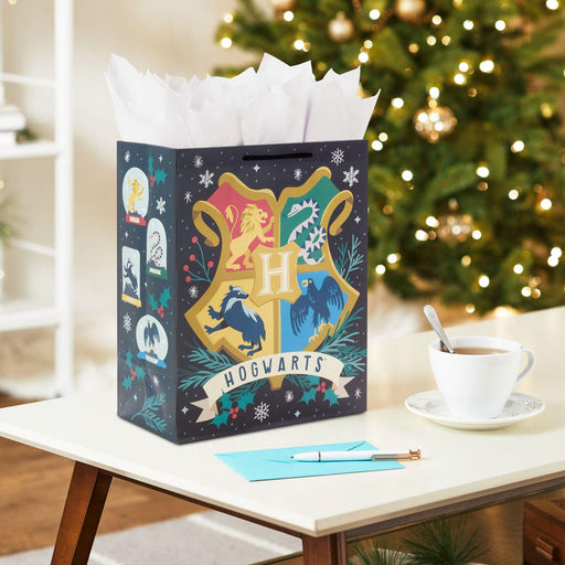 Hallmark : 13" Harry Potter™ Hogwarts™ Crest Large Christmas Gift Bag - Hallmark : 13" Harry Potter™ Hogwarts™ Crest Large Christmas Gift Bag - Annies Hallmark and Gretchens Hallmark, Sister Stores